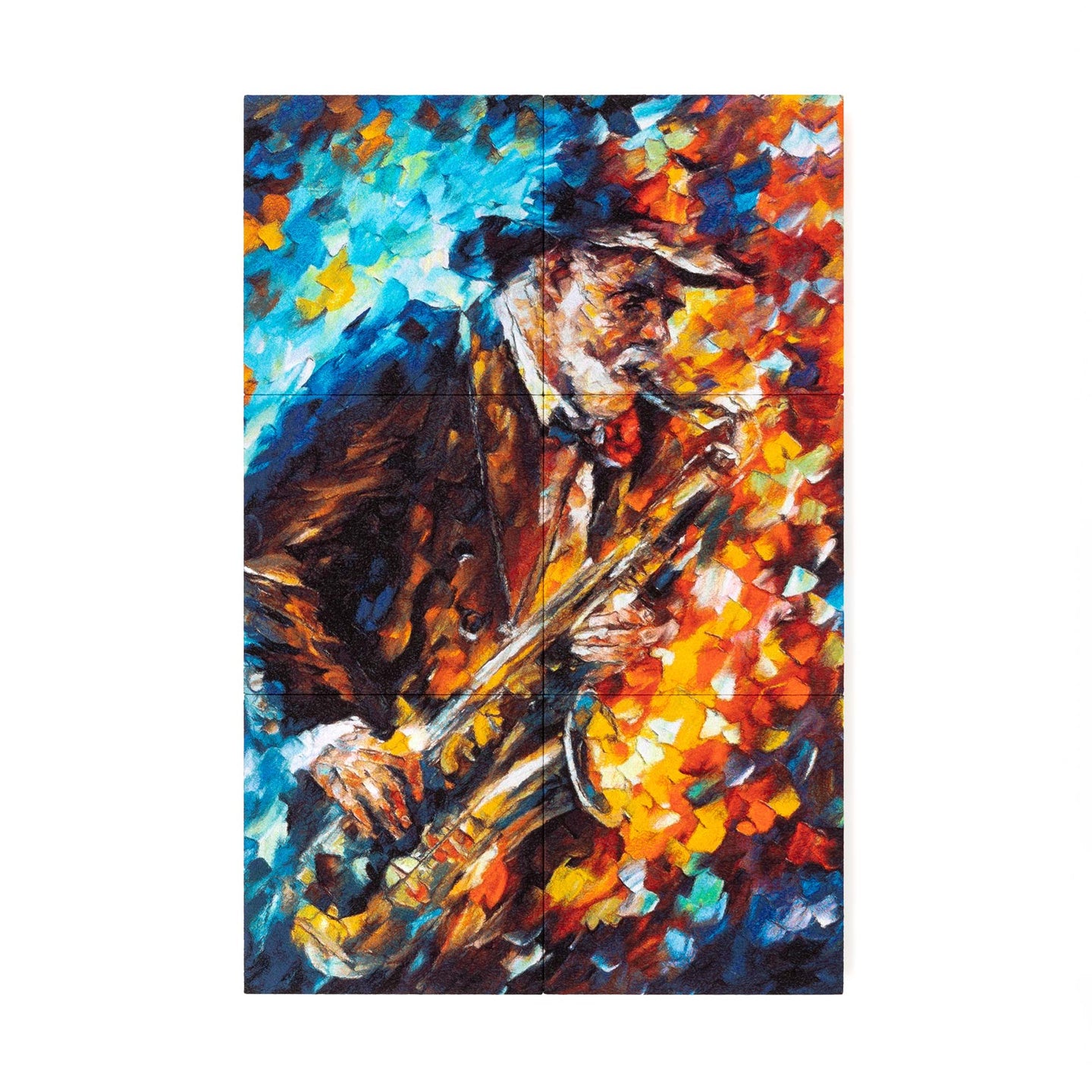Saxophonist – Set of 6 embroidered canvases